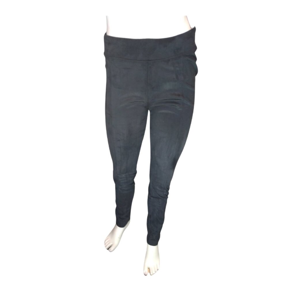 Women Black Faux Suede Zip Ankle Pant
